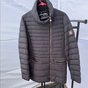 Bernardo Black Puffer Jacket with Rose Gold Accents